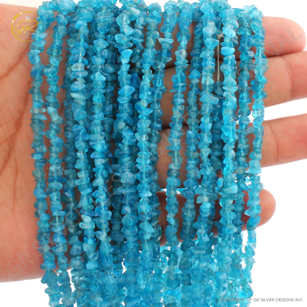 Neon Apatite Uncut Mix Size Gemstone Beads 10 Strands 30"