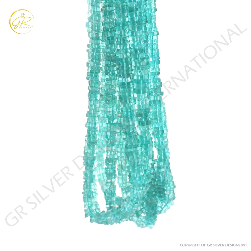 Sky Apatite Smooth Gemstone 4-5mm Square Handmade Beads