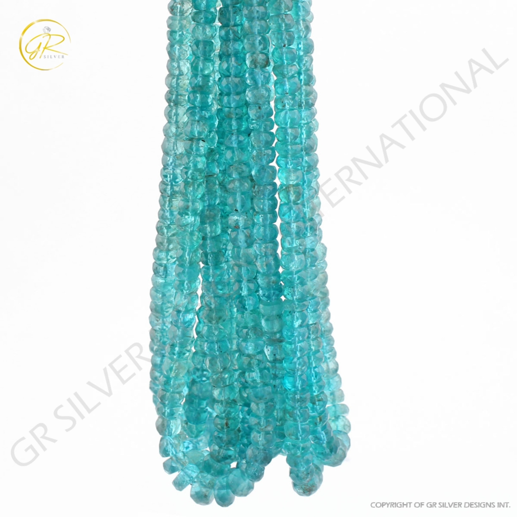 Sky Blue Apatite Gemstone Round Faceted Beads