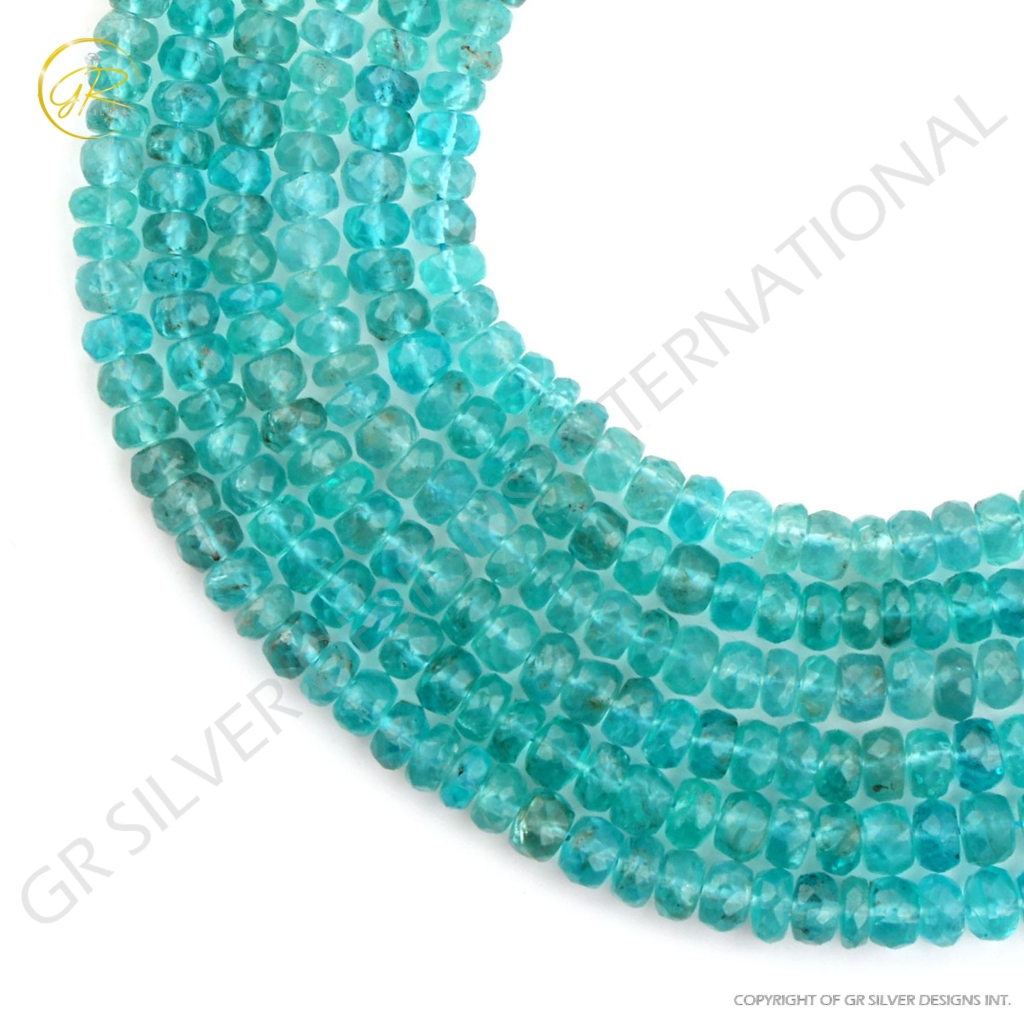 Sky Blue Apatite Gemstone Round Faceted Beads