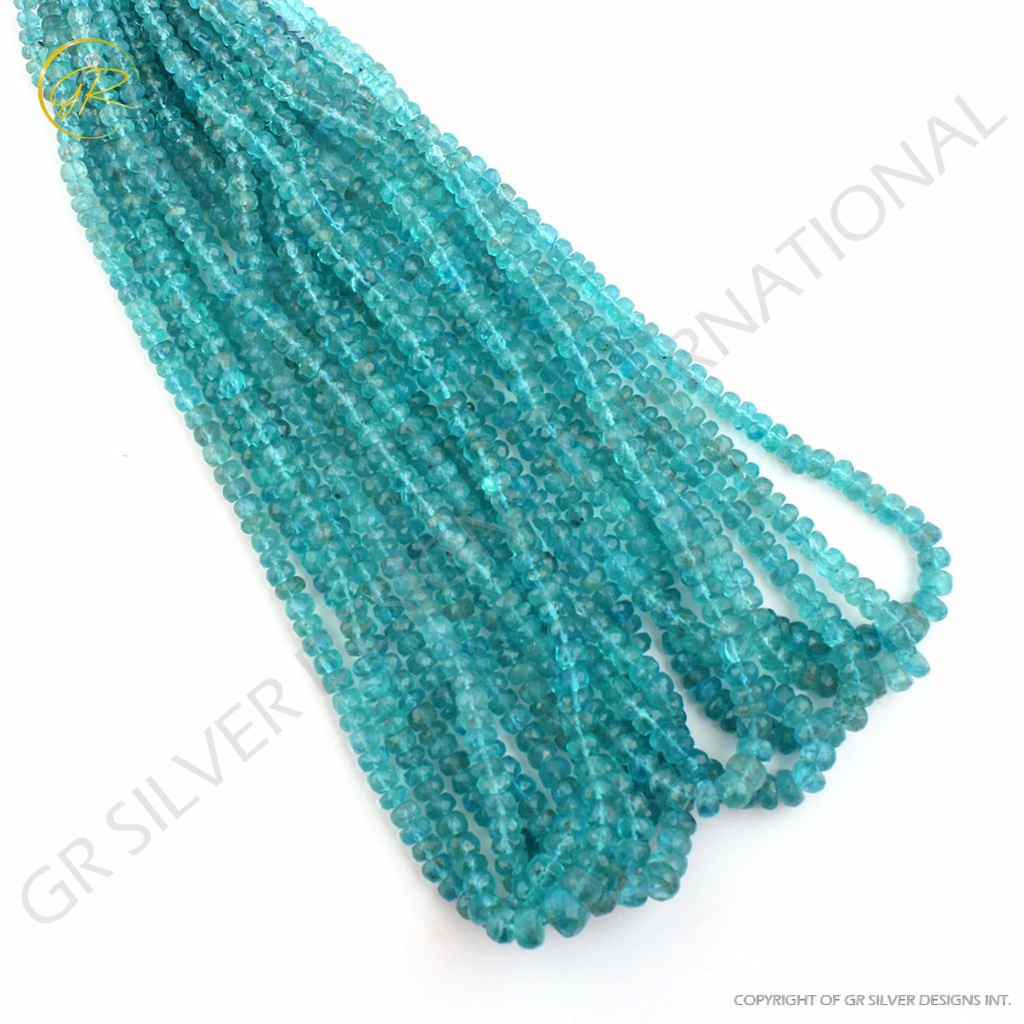 Sky Blue Apatite Gemstone Round Faceted Beads