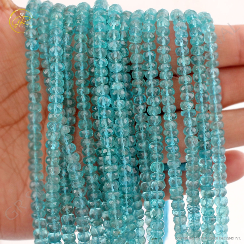 Sky Blue Apatite Gemstone Round Faceted Beads