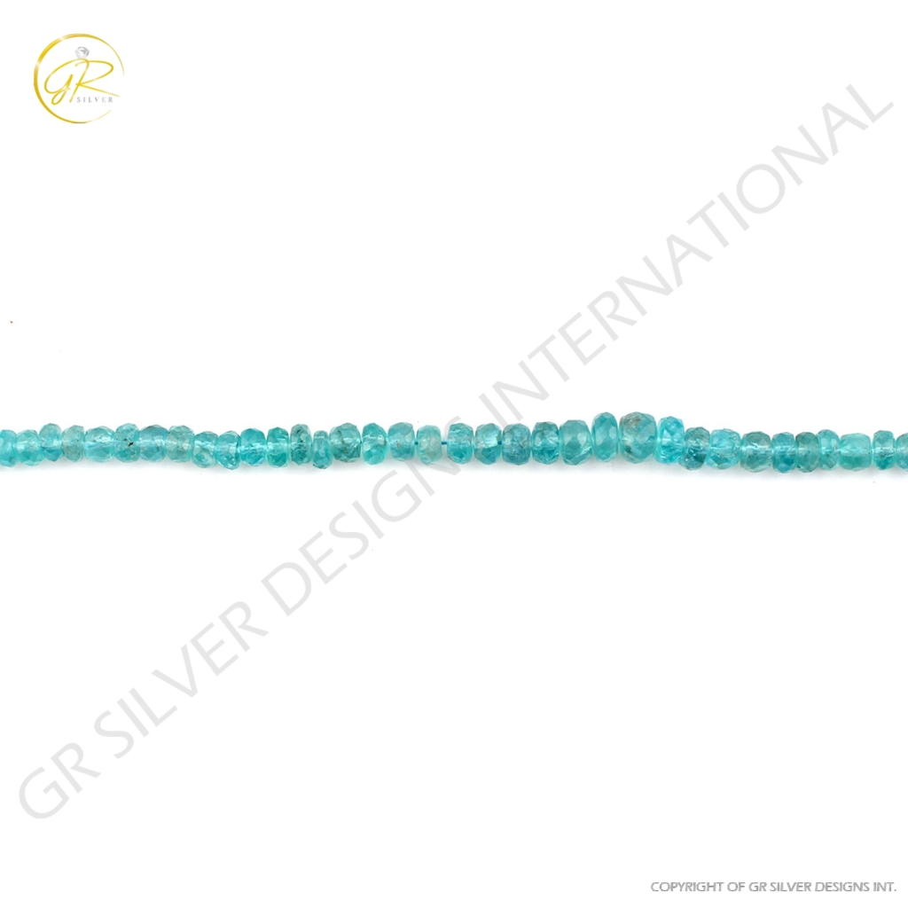 Sky Blue Apatite Gemstone Round Faceted Beads