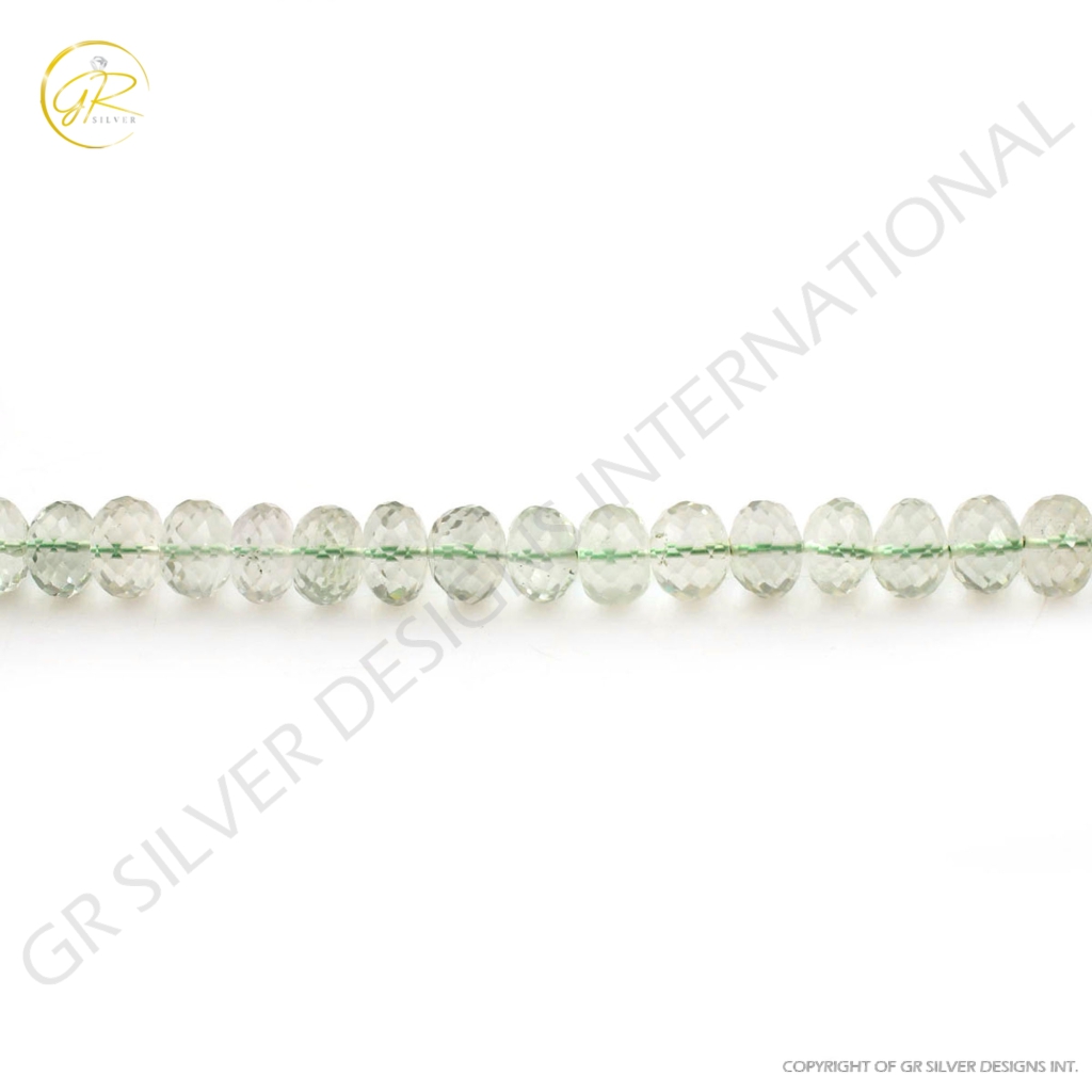 Natural Green Amethyst Round Faceted 9-10mm Beads 18inch 6 strands