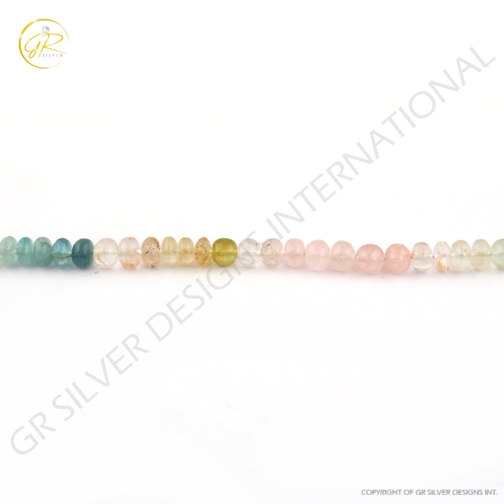 Aquamarine Morganite Smooth Rondelle 6-7mm Gemstone Beads For Jewelry Making