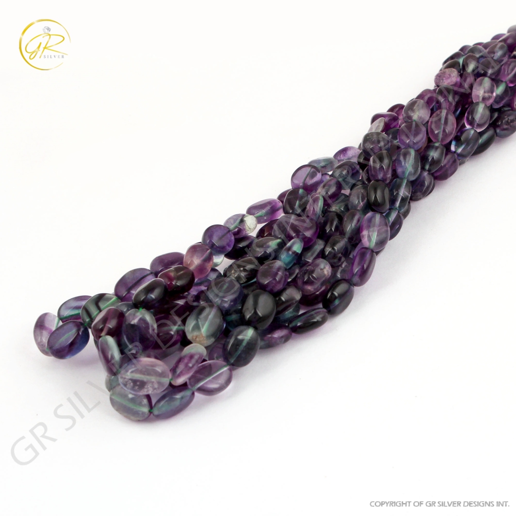 Purple Fluorite Tumble Beads Strands