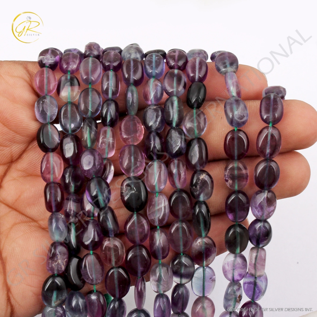 Purple Fluorite Tumble Beads Strands