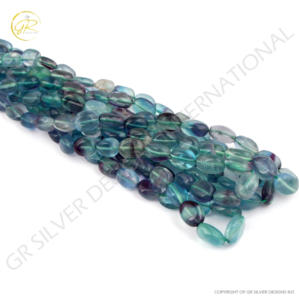 Natural Fluorite Smooth Tumble Beads Strands