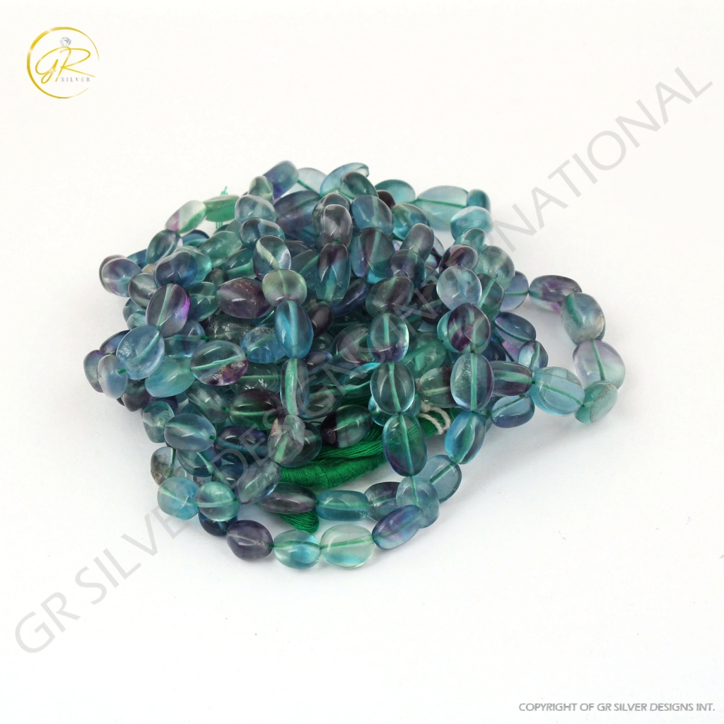 Natural Fluorite Smooth Tumble Beads Strands