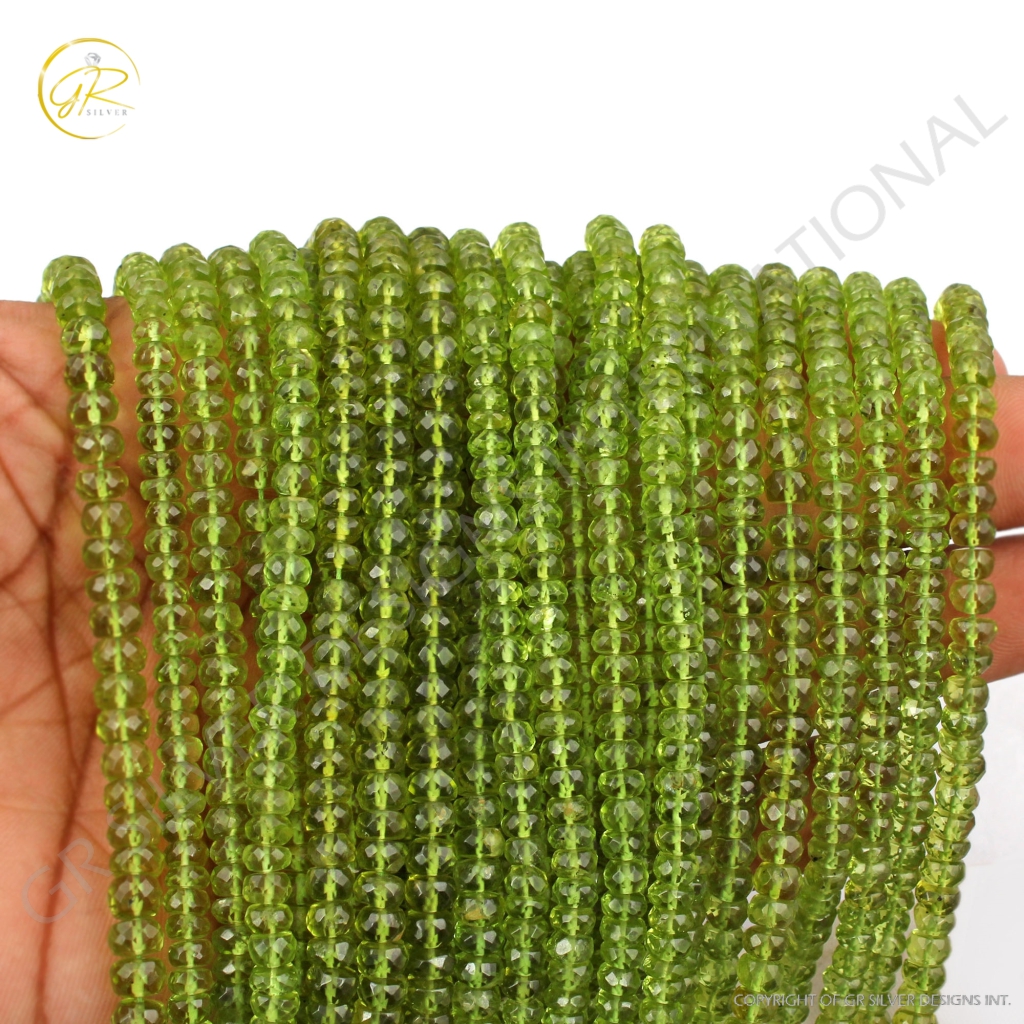 Natural Peridot Round Faceted Beads Loose Gemstone