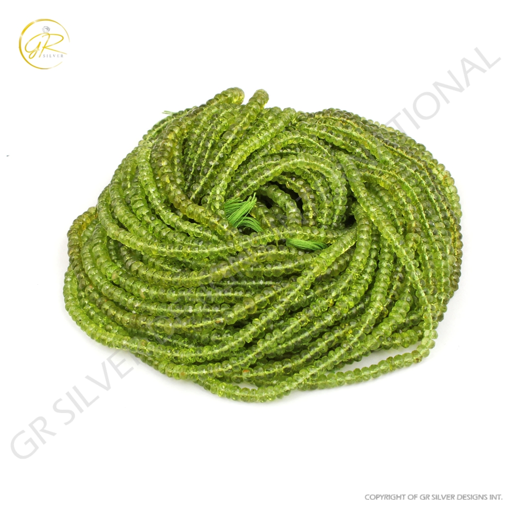 Natural Peridot Round Faceted Beads Loose Gemstone