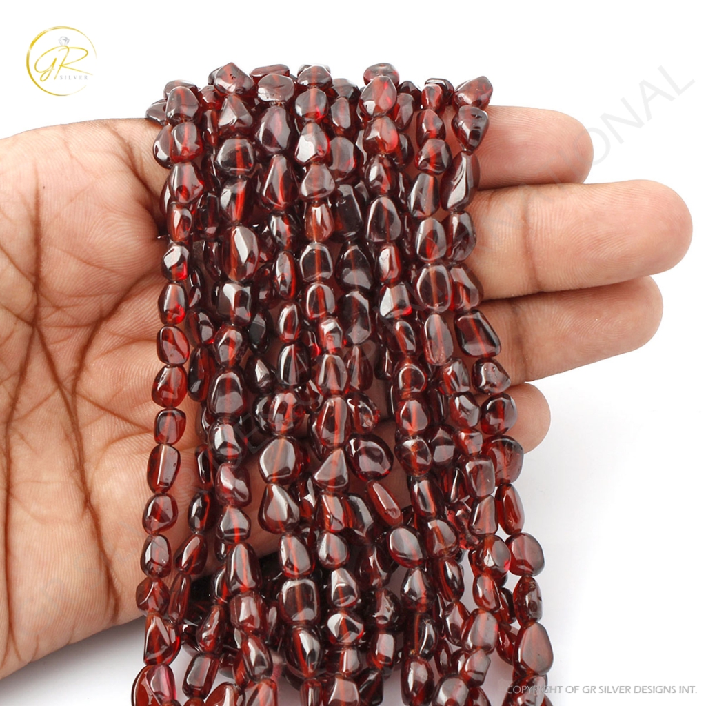 Natural Garnet Beads, 5-12mm Plain Tumbles Garnet 14 Strands