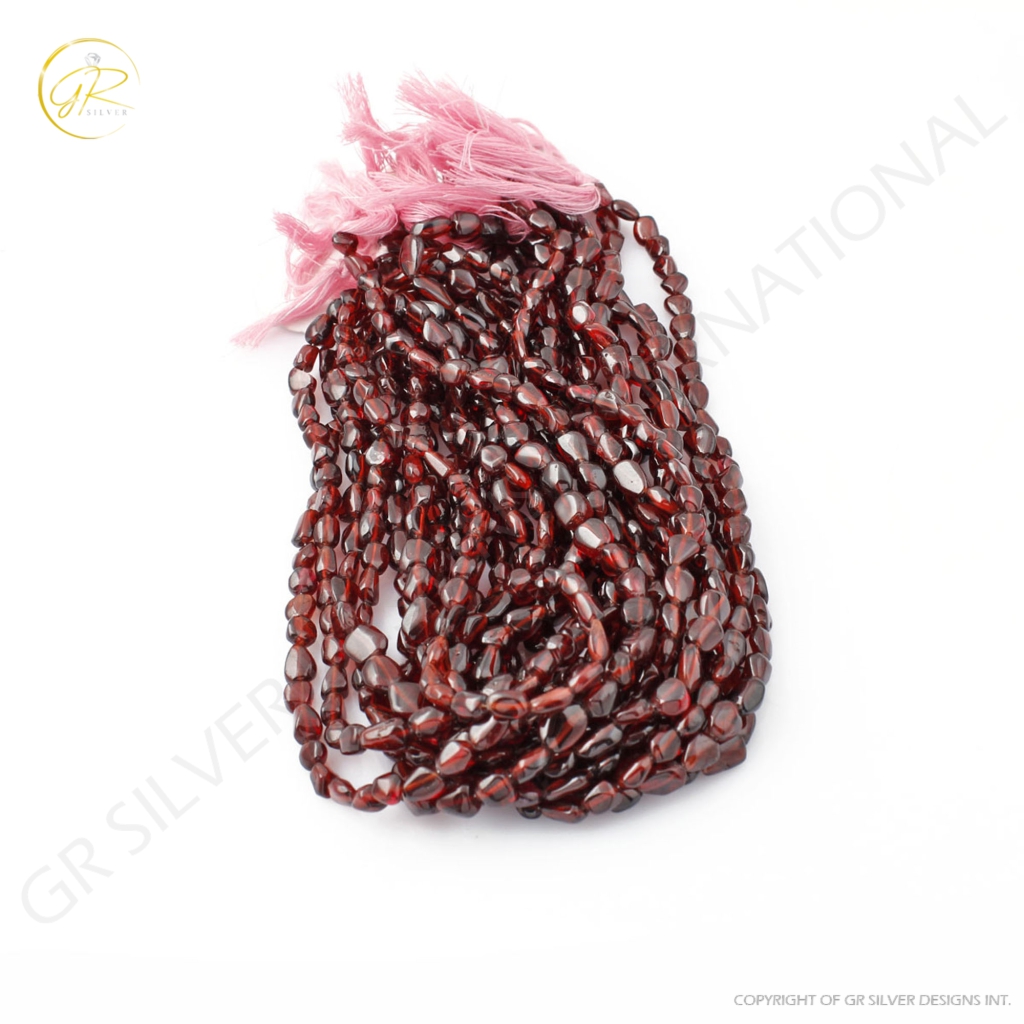 Natural Garnet Beads, 5-12mm Plain Tumbles Garnet 14 Strands