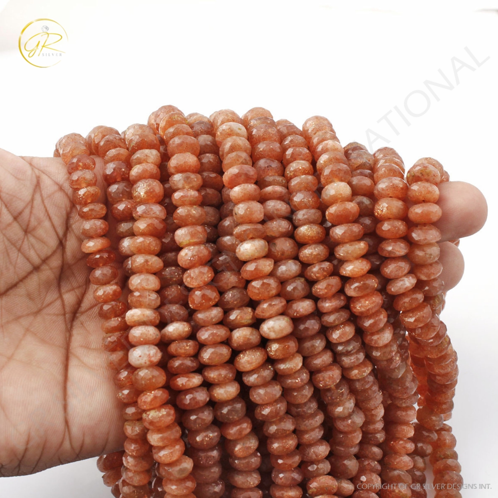 Natural Round Sunstone Beads, 7.5-8.5mm Round Sunstone 19 Strands