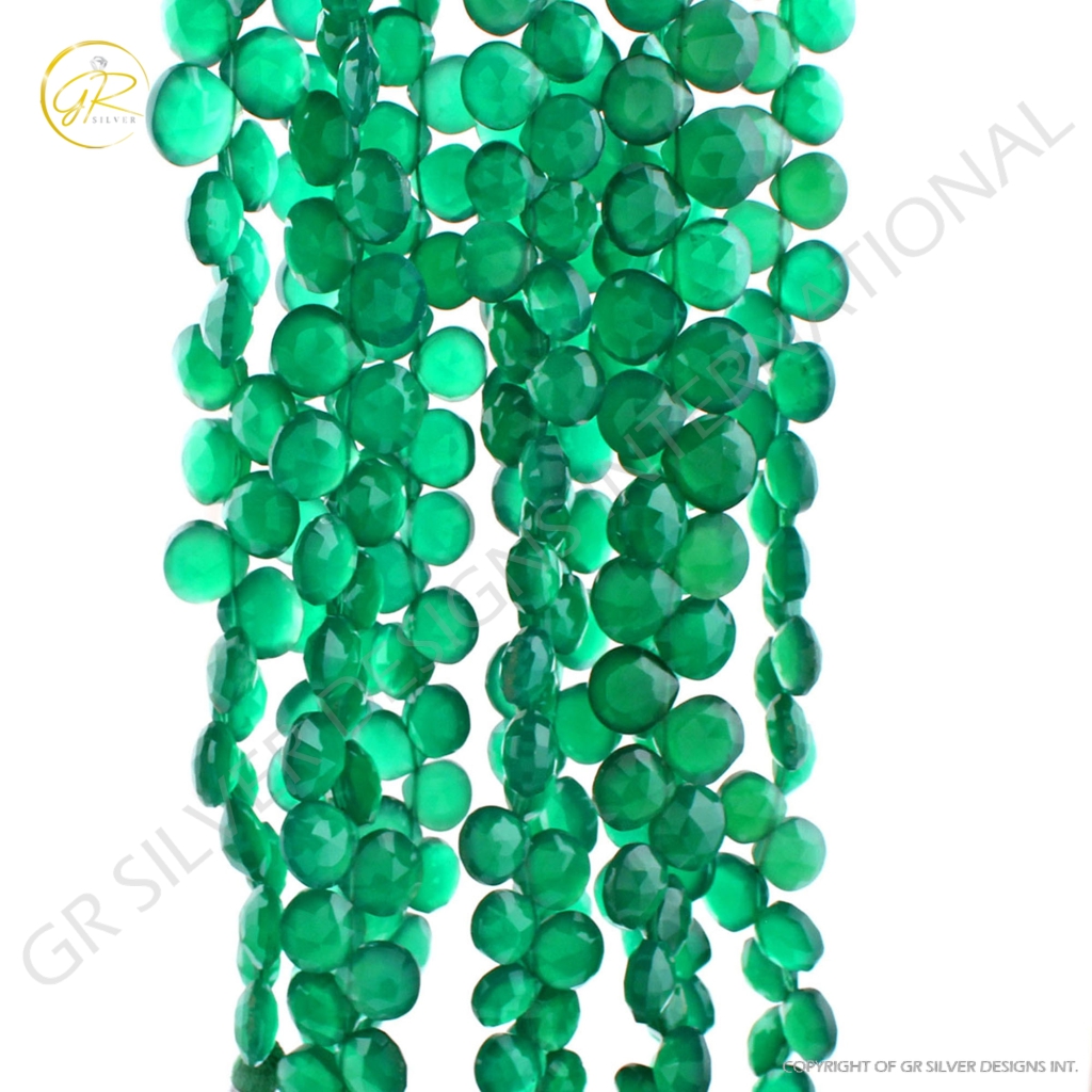 Top Quality Green Onyx Heart Shape Faceted Handmade Beads