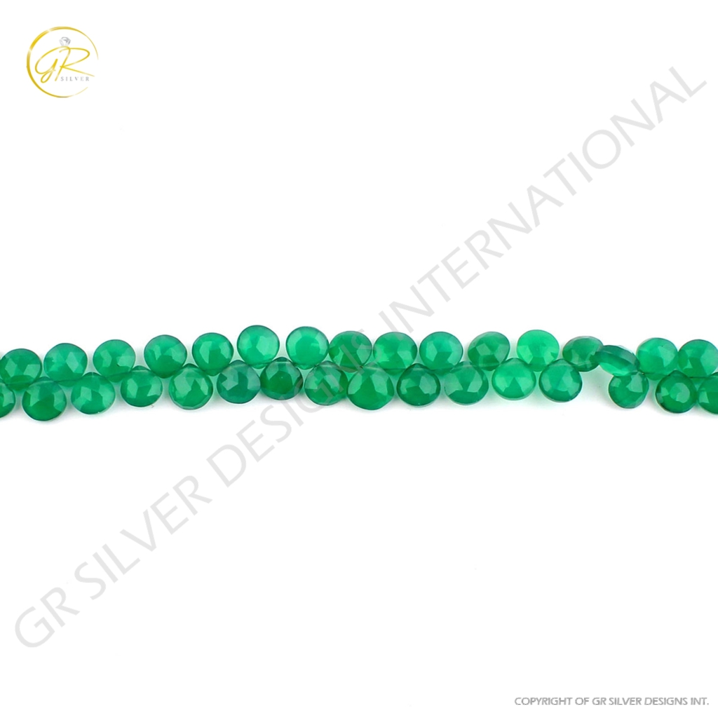 Top Quality Green Onyx Heart Shape Faceted Handmade Beads