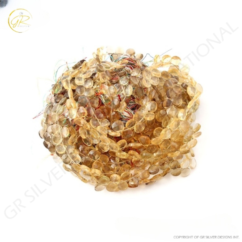 Light Citrine Beads, Natural Light Citrine Heart Shape Faceted Beads, 6.5-10.5 mm Beads