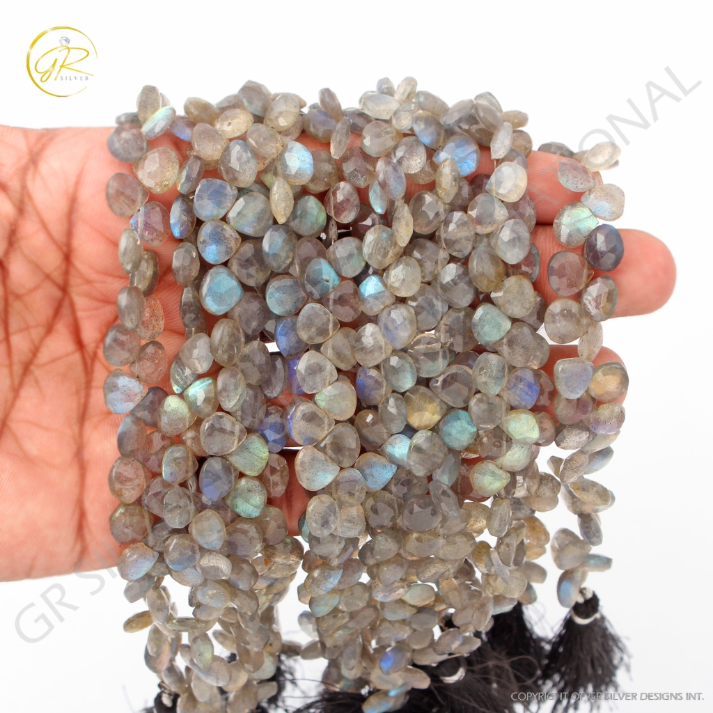 Natural Labradorite Beads, Labradorite Heart Shape Beads, 13 Strands Beads Condition: New