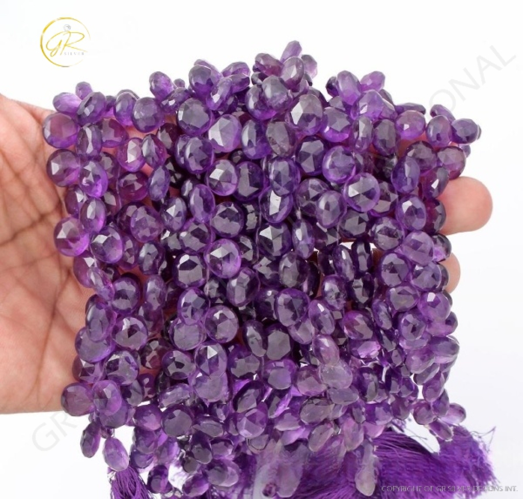 Natural Amethyst Faceted Beads Heart Shape Beads 8-11.5mm Approx Amethyst Beads