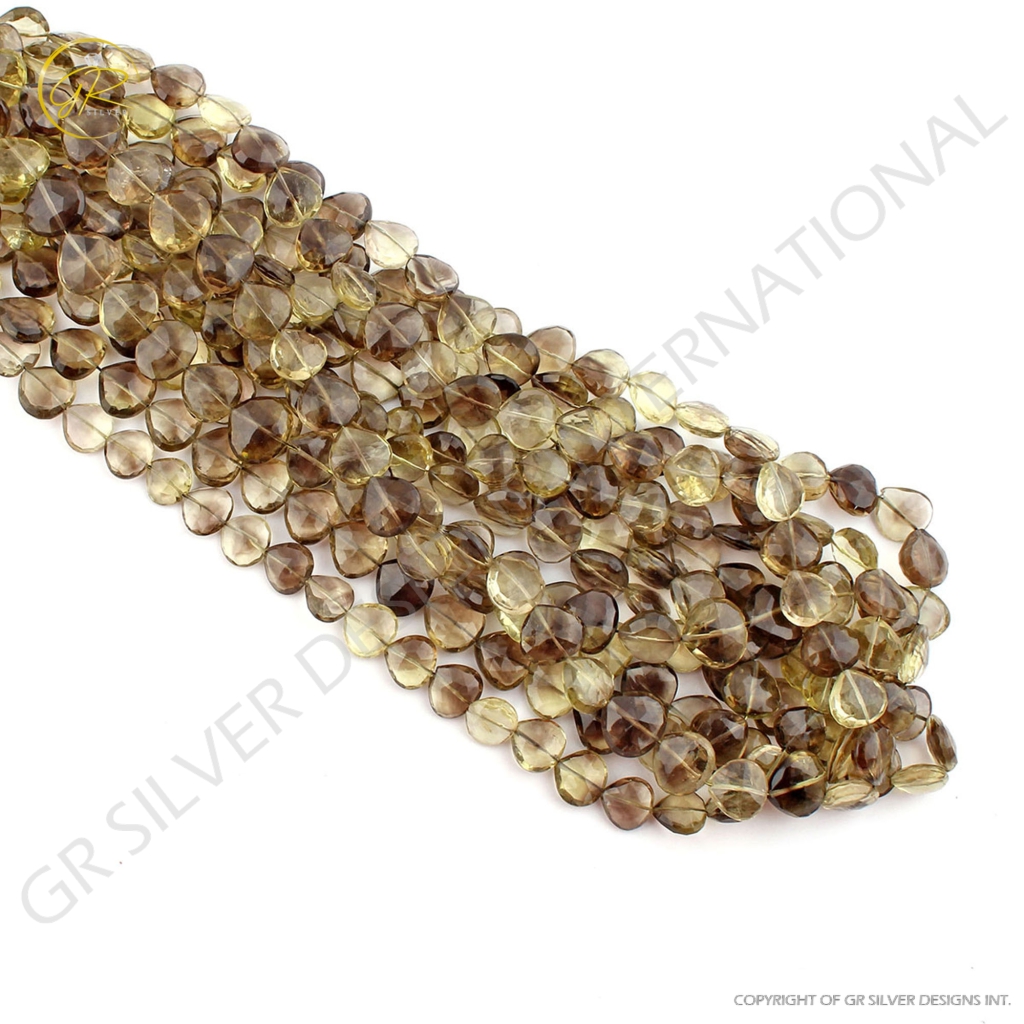 Natural Bio Lemon Quartz Heart Shape Faceted Handmade Beads