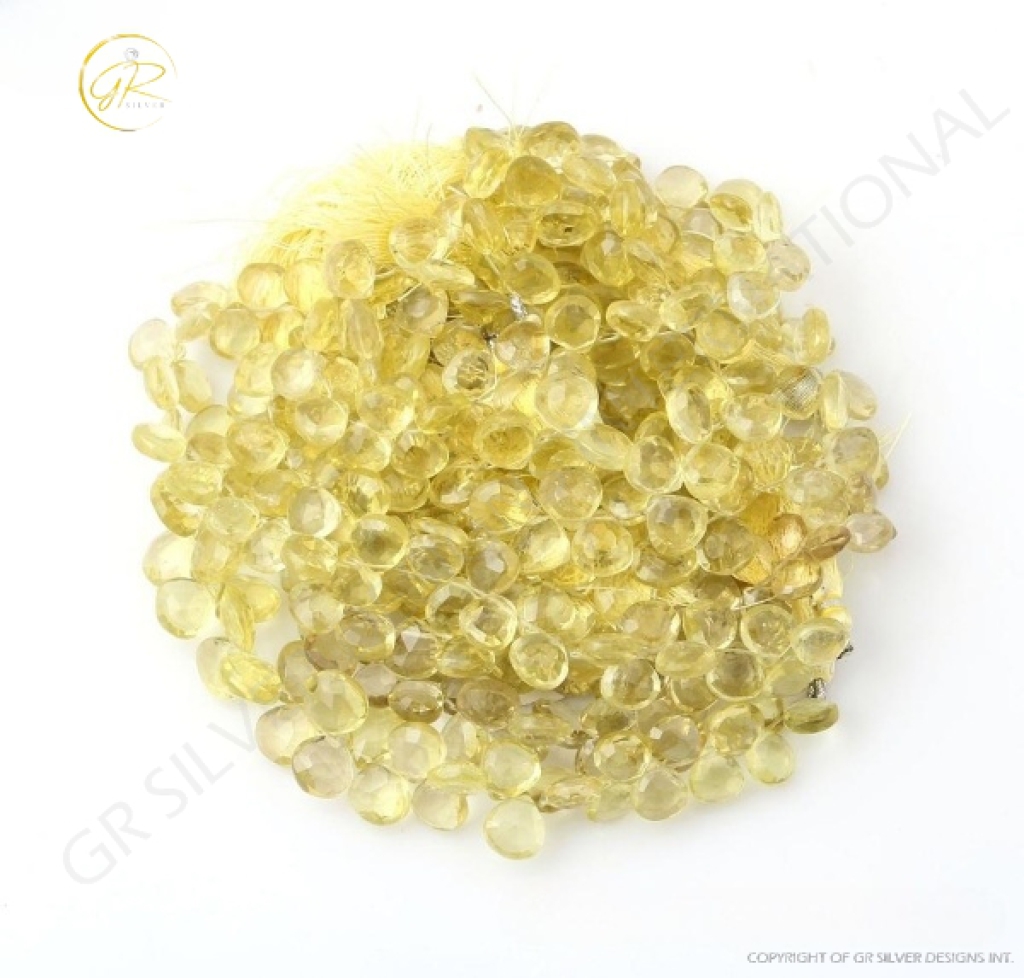 Lemon Quartz Heart Shape Faceted 8-12mm Approx 8 Strand Beads