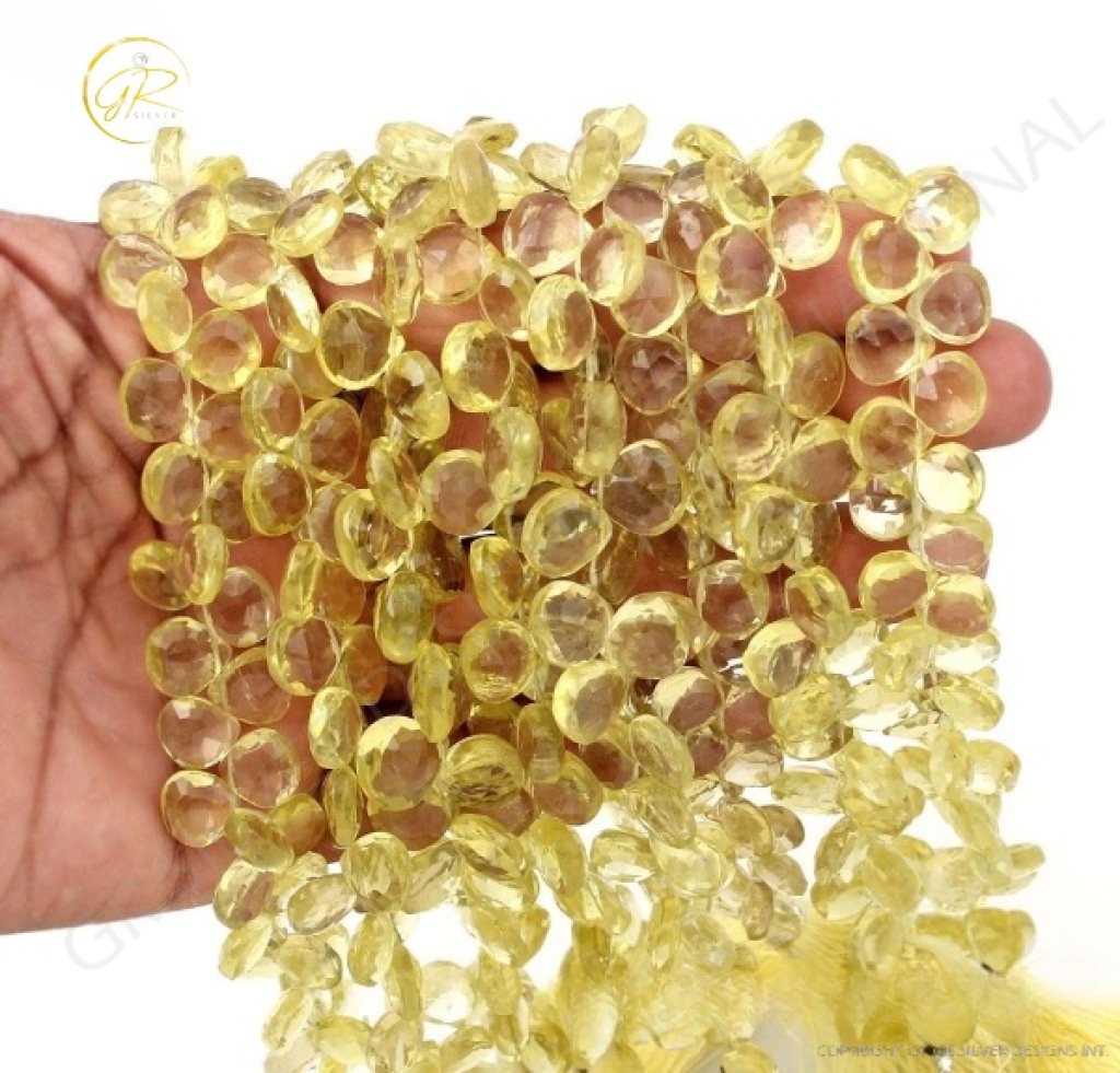 Lemon Quartz Heart Shape Faceted 8-12mm Approx 8 Strand Beads