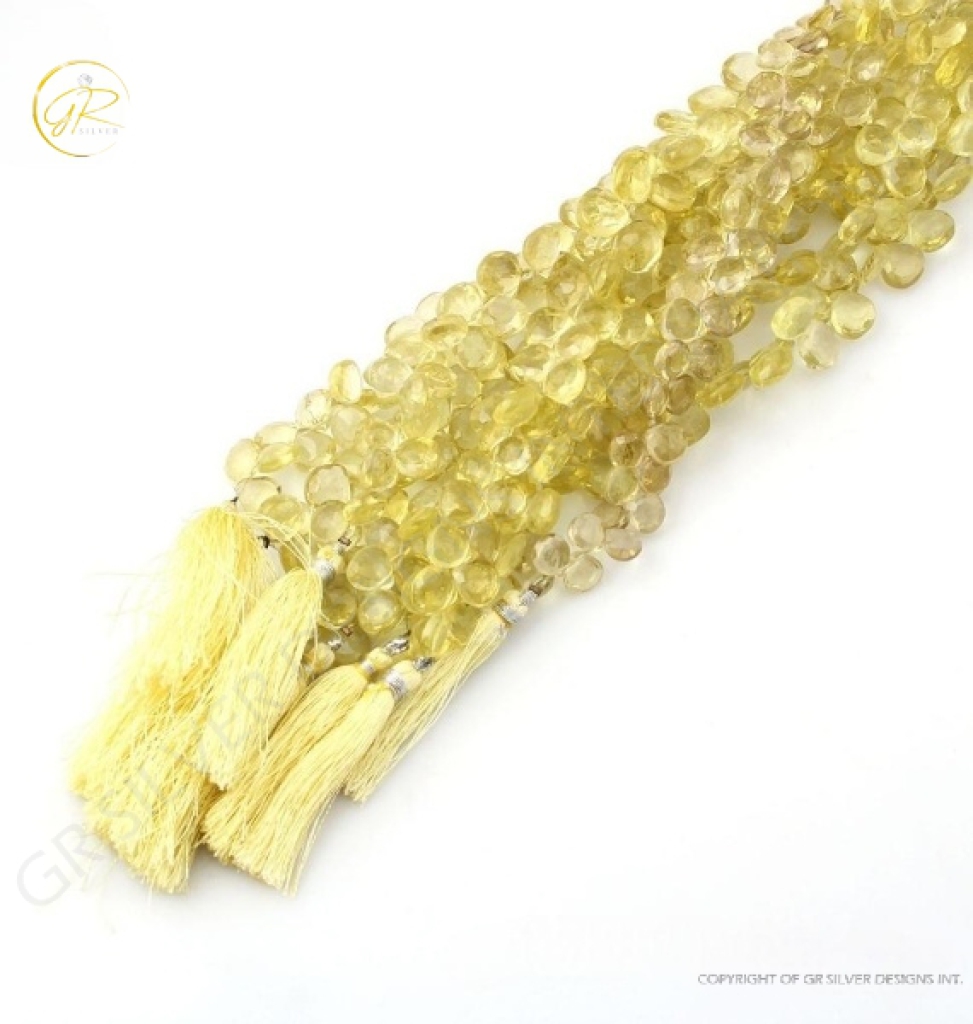 Lemon Quartz Heart Shape Faceted 8-12mm Approx 8 Strand Beads