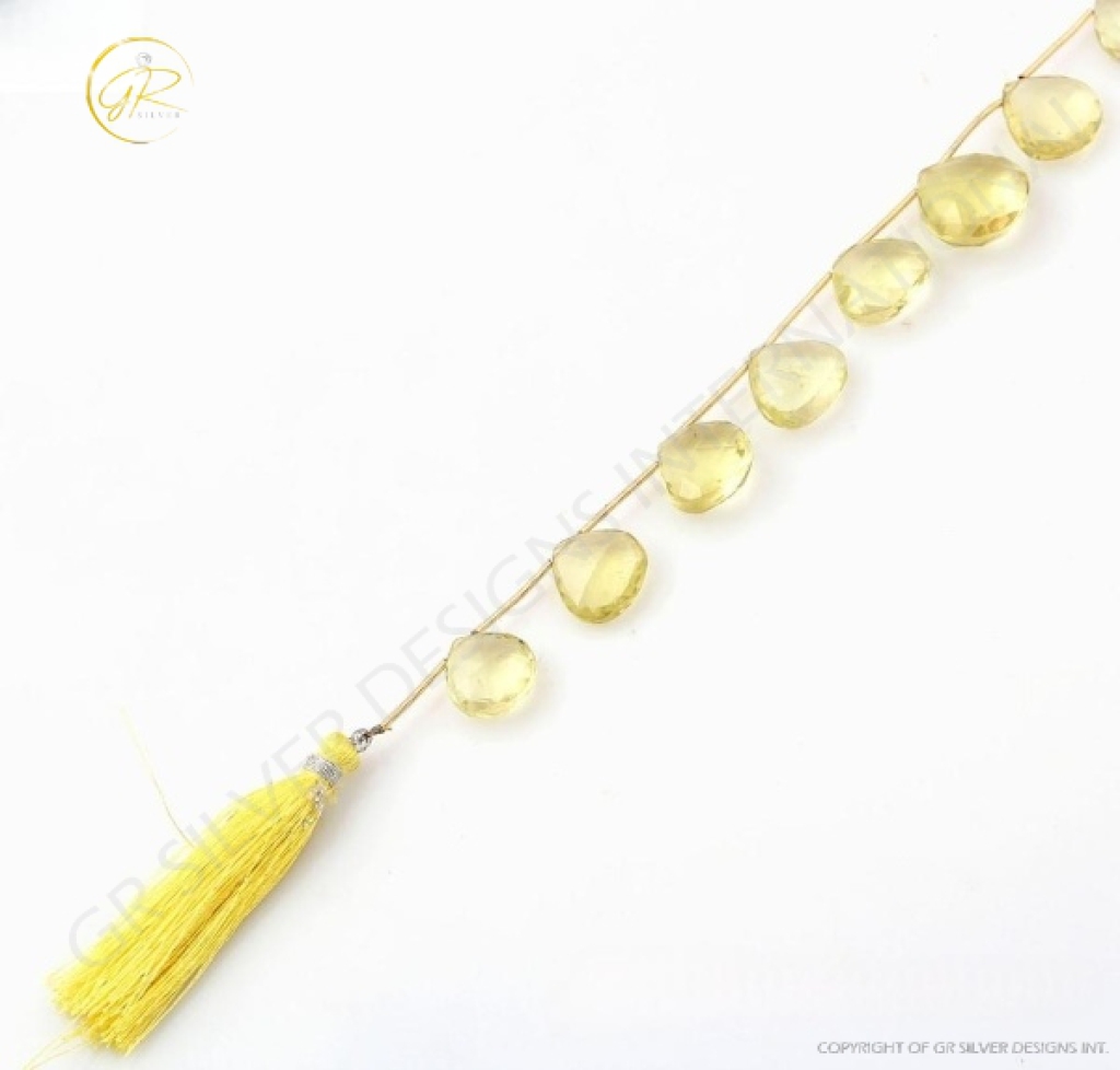 Lemon Quartz Heart Shape Beads, Natural Lemon Quartz Faceted Beads, 14-17.5mm Approx 1 Strands