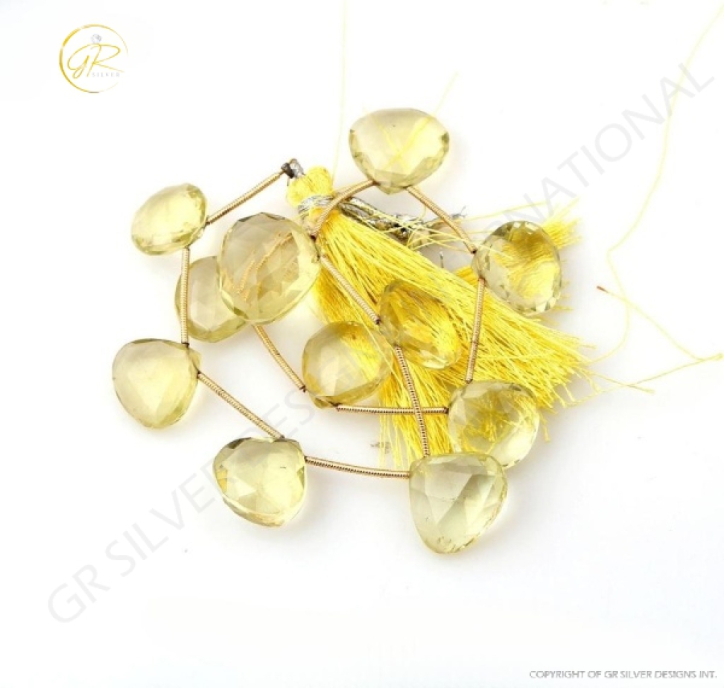 Lemon Quartz Heart Shape Beads, Natural Lemon Quartz Faceted Beads, 14-17.5mm Approx 1 Strands