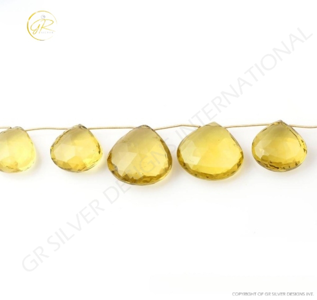 Lemon Quartz Heart Shape Beads, Natural Lemon Quartz Faceted Beads, Big size Lemon Quartz Beads