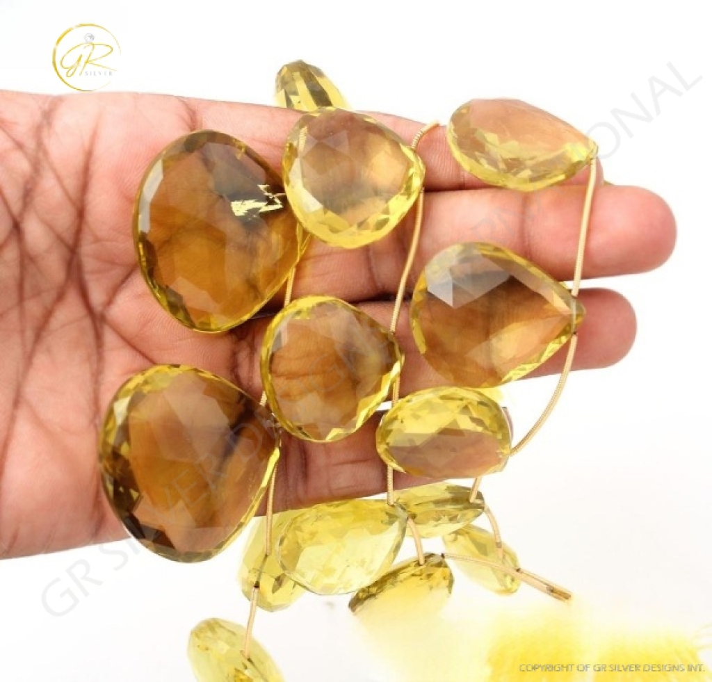 Lemon Quartz Heart Shape Beads, Natural Lemon Quartz Faceted Beads, Big size Lemon Quartz Beads