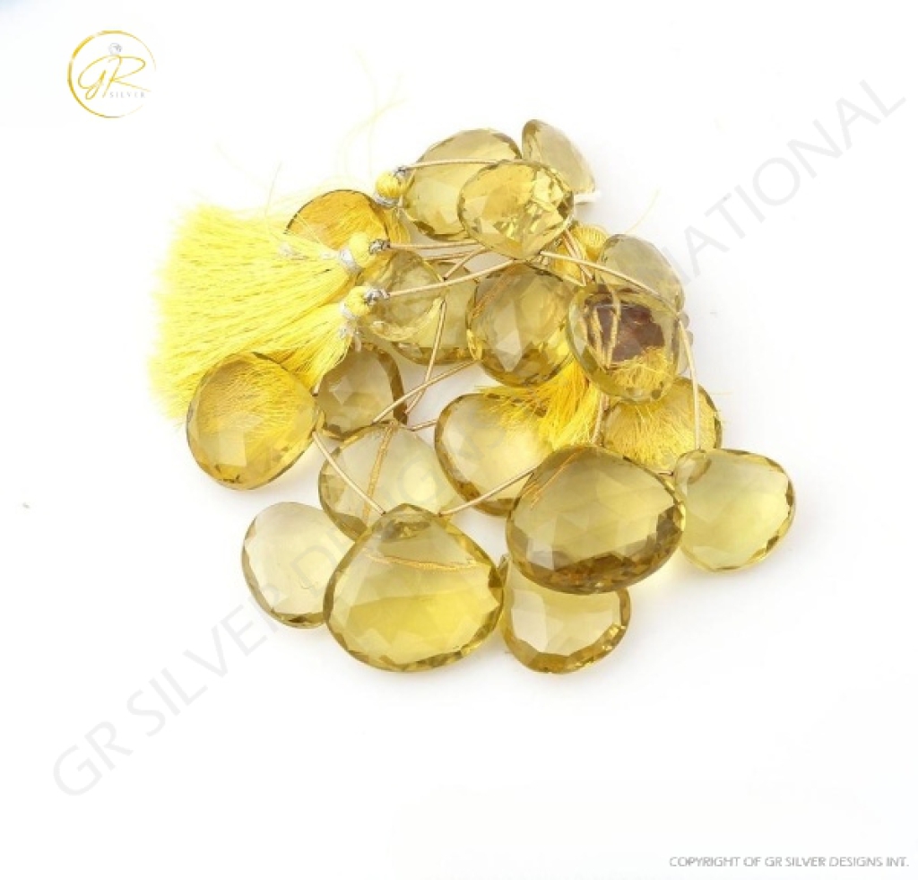 Lemon Quartz Heart Shape Beads, Natural Lemon Quartz Faceted Beads, Big size Lemon Quartz Beads