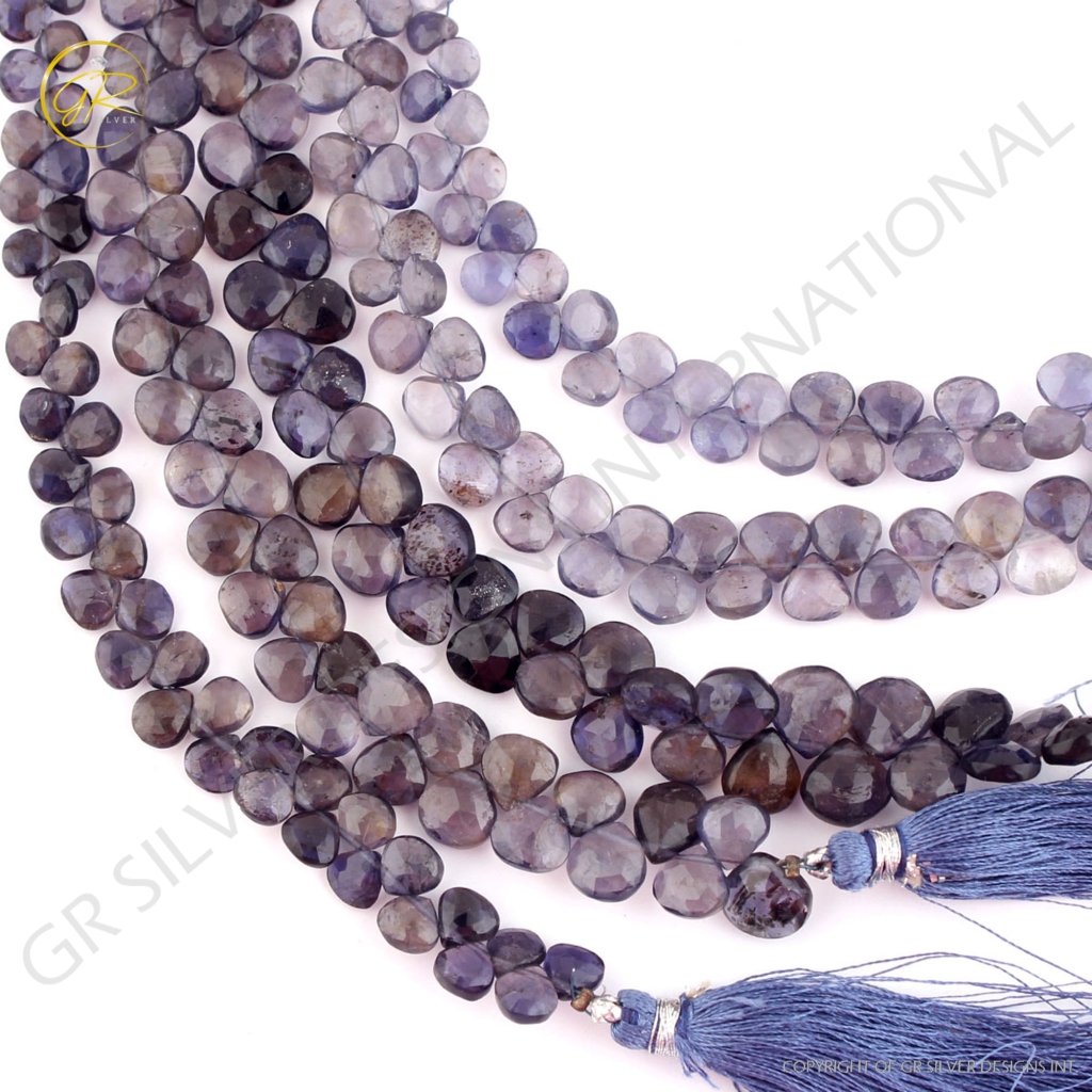 Iolite 4-8mm Heart Shape Faceted Beads For Jewelry Making