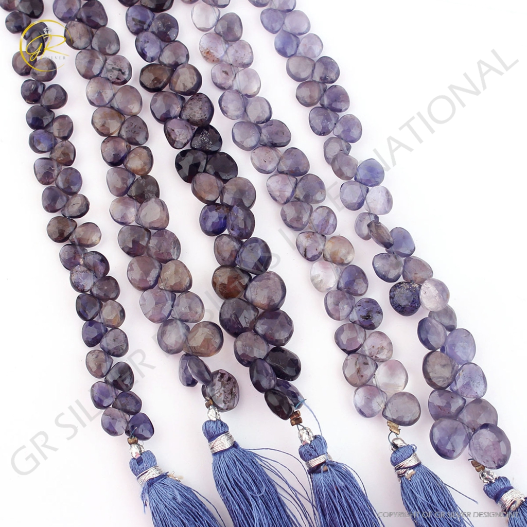 Iolite 4-8mm Heart Shape Faceted Beads For Jewelry Making