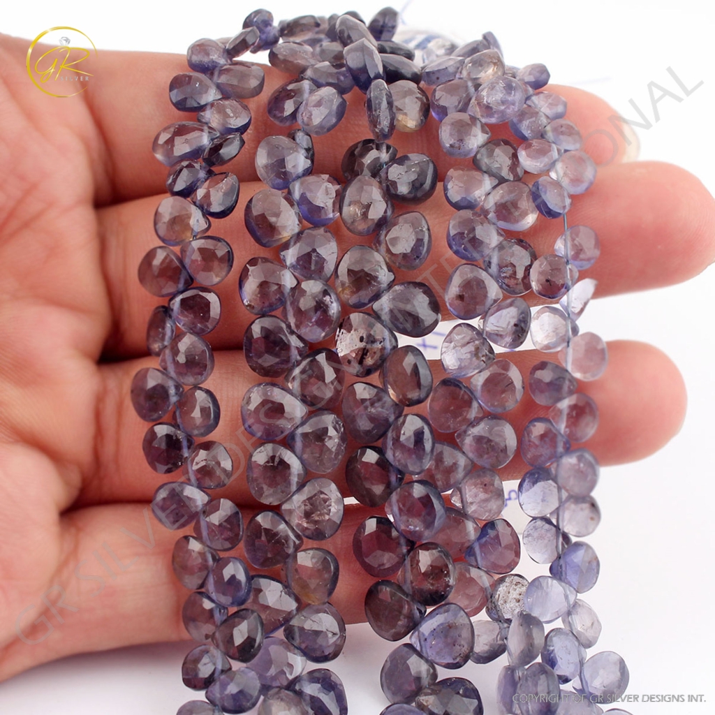 Iolite 4-8mm Heart Shape Faceted Beads For Jewelry Making