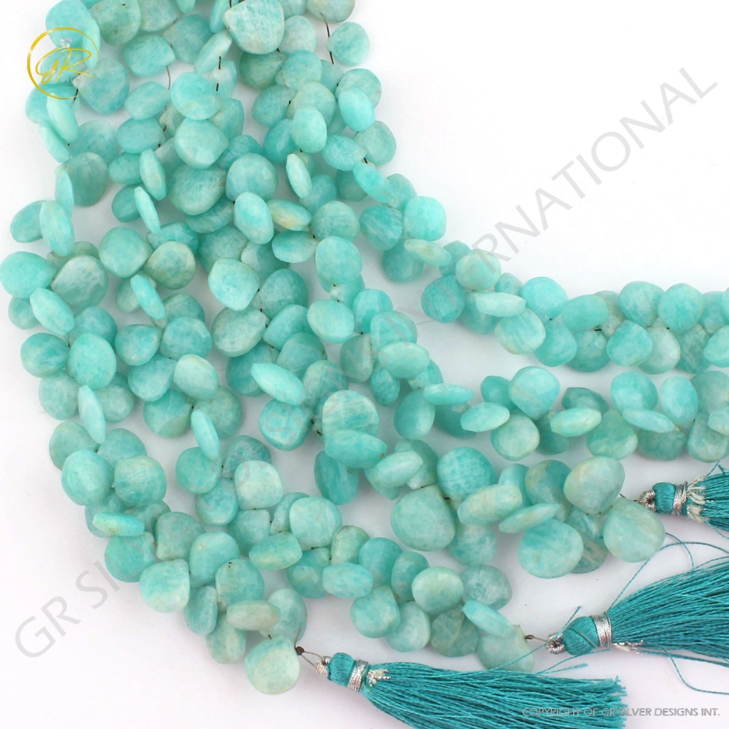 Top Quality Amazonite Heart Shape 9-12mm Faceted Gemstone Beads