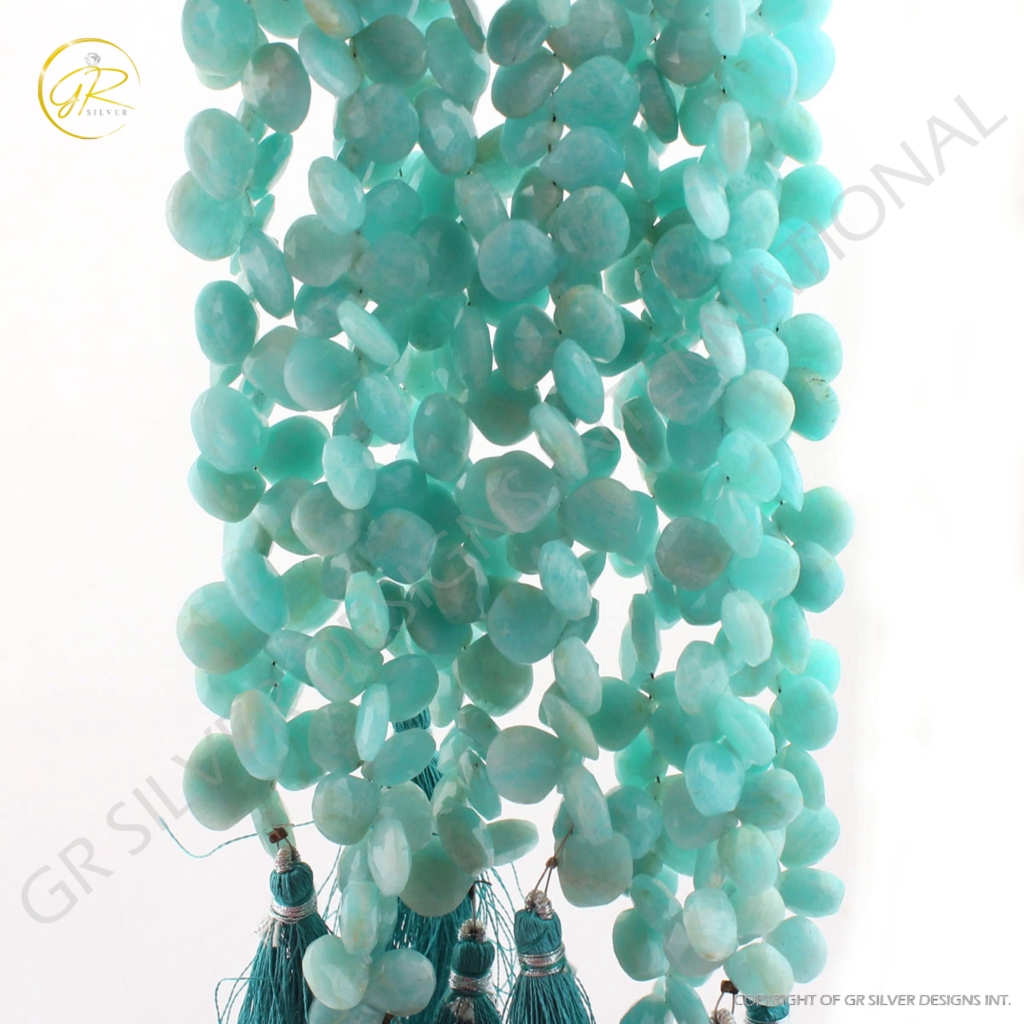 Top Quality Amazonite Heart Shape 9-12mm Faceted Gemstone Beads