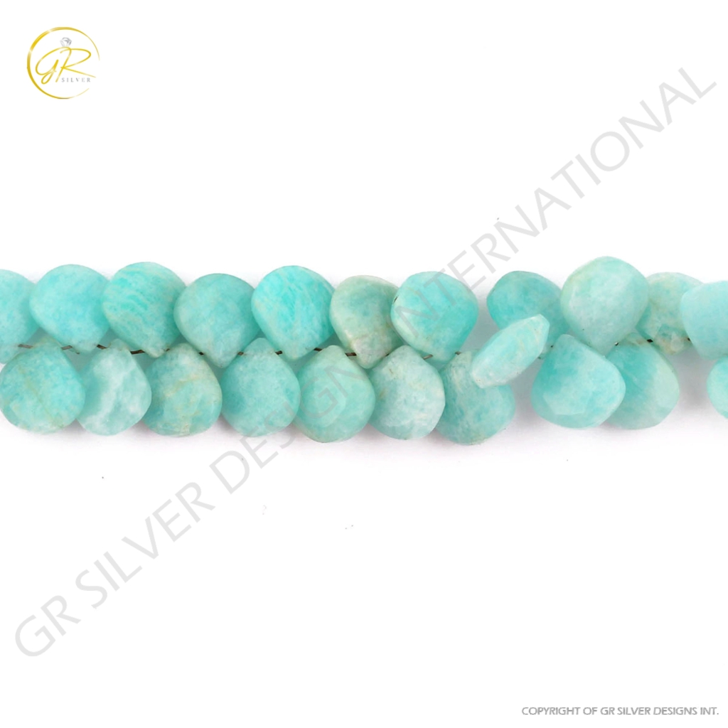 Top Quality Amazonite Heart Shape 9-12mm Faceted Gemstone Beads