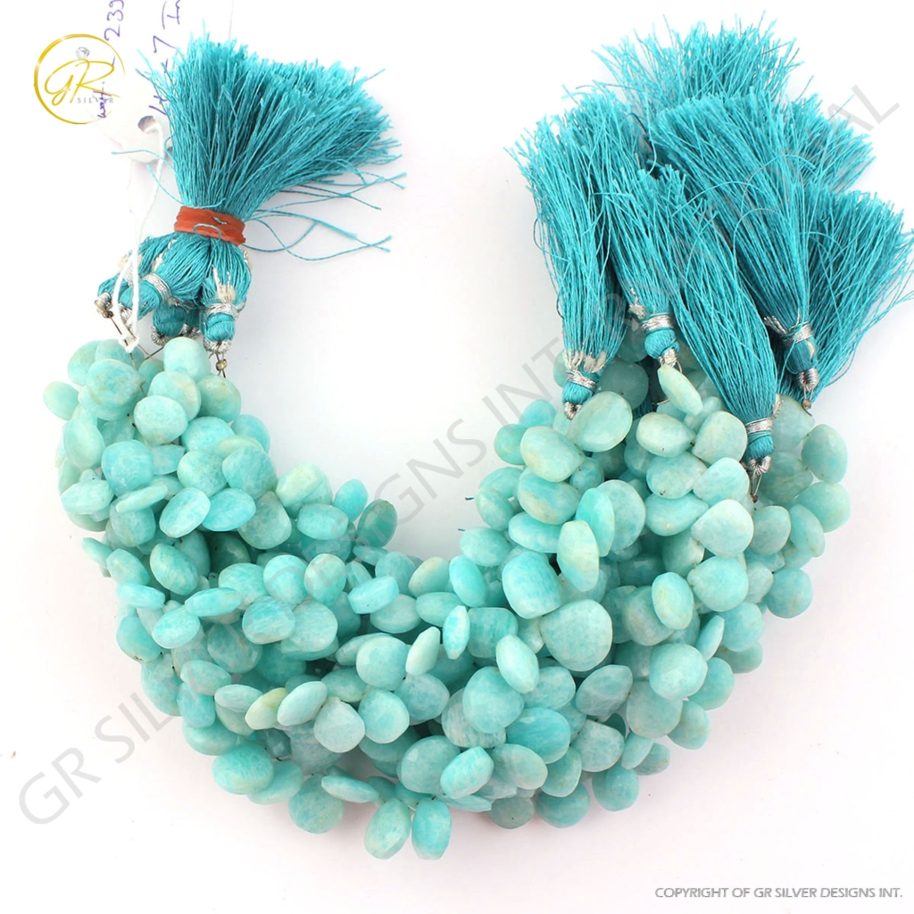 Top Quality Amazonite Heart Shape 9-12mm Faceted Gemstone Beads