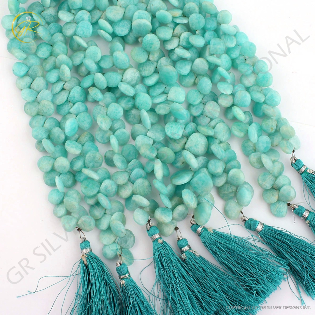 Top Quality Amazonite Heart Shape 9-12mm Faceted Gemstone Beads