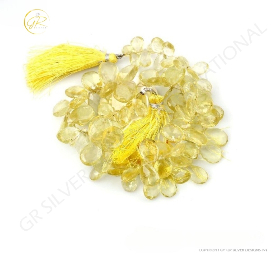 Lemon Quartz Pear Shape Gemstone Beads 10-23mm Approx 1 Strand