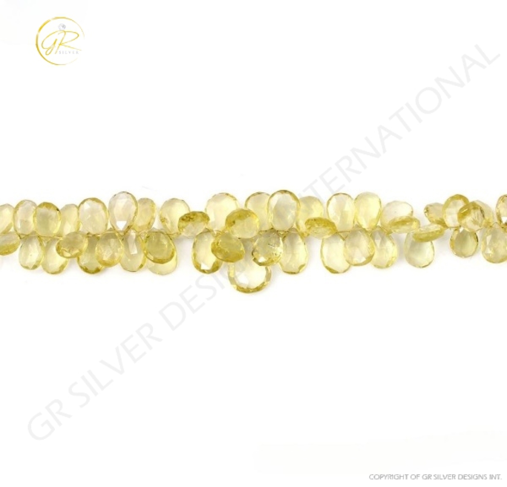 Lemon Quartz Pear Shape Gemstone Beads 10-23mm Approx 1 Strand