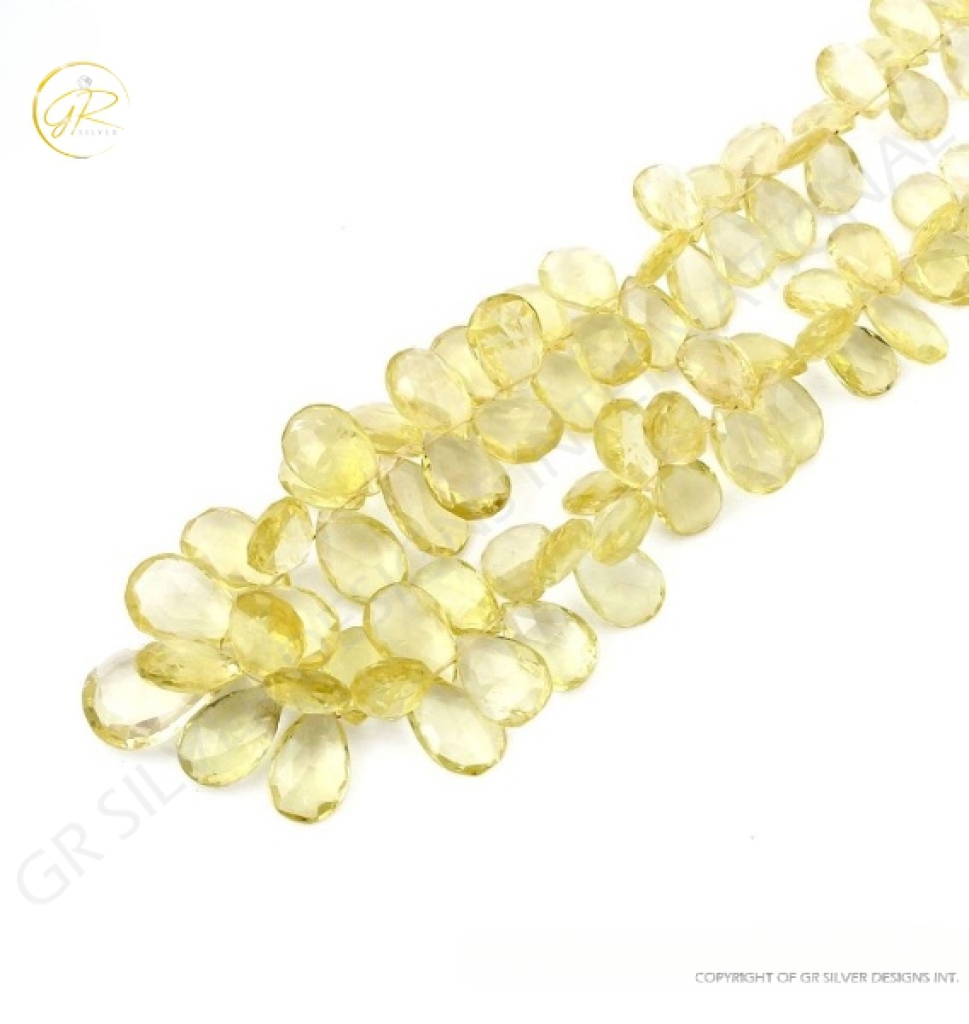 Lemon Quartz Pear Shape Gemstone Beads 10-23mm Approx 1 Strand