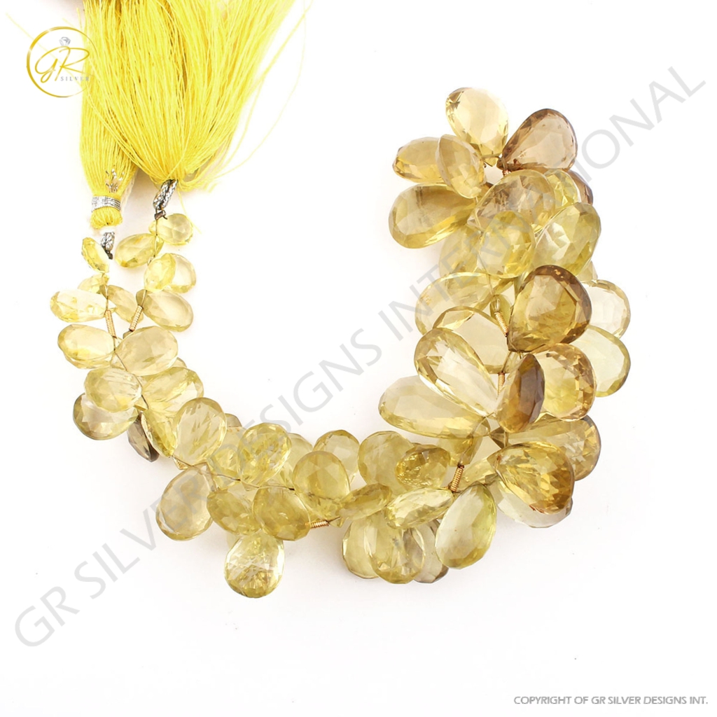 Wholesale Lemon Quartz Pear Gemstone Strand Beads For Jewelry