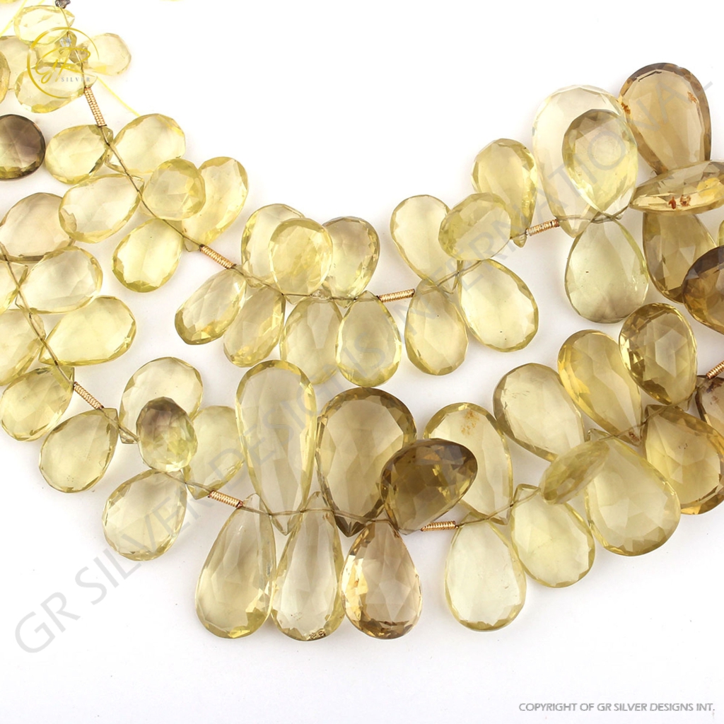 Wholesale Lemon Quartz Pear Gemstone Strand Beads For Jewelry