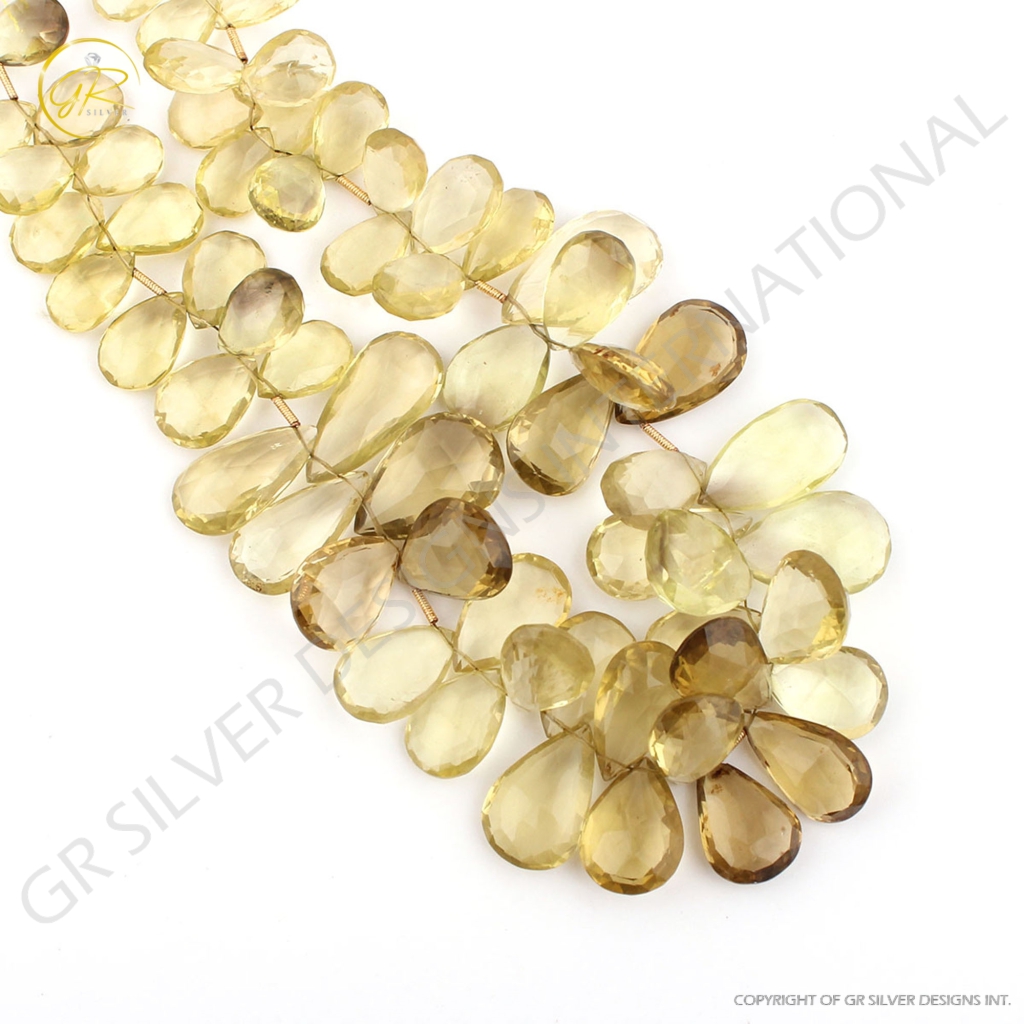 Wholesale Lemon Quartz Pear Gemstone Strand Beads For Jewelry