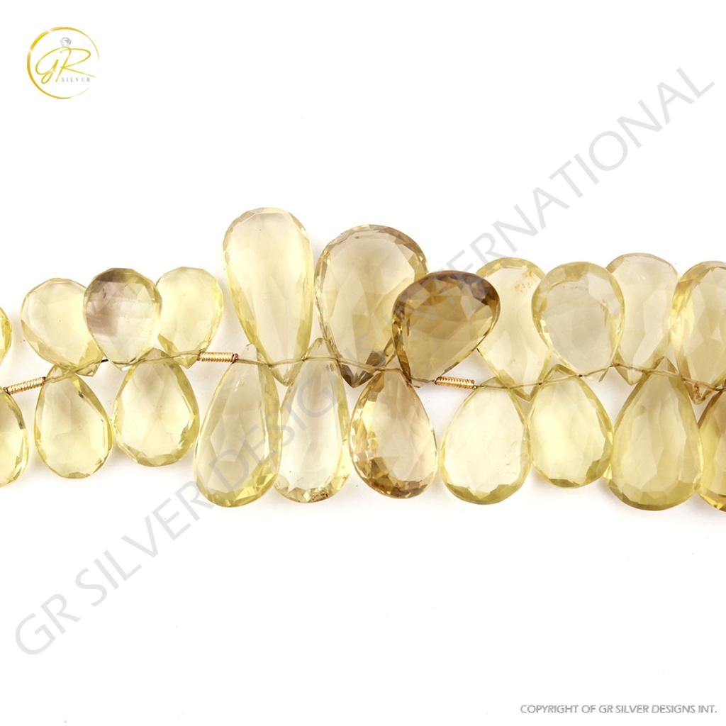 Wholesale Lemon Quartz Pear Gemstone Strand Beads For Jewelry