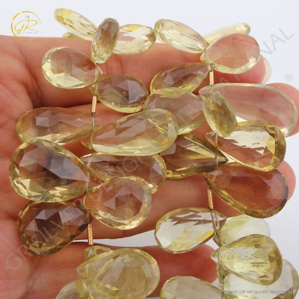 Wholesale Lemon Quartz Pear Gemstone Strand Beads For Jewelry