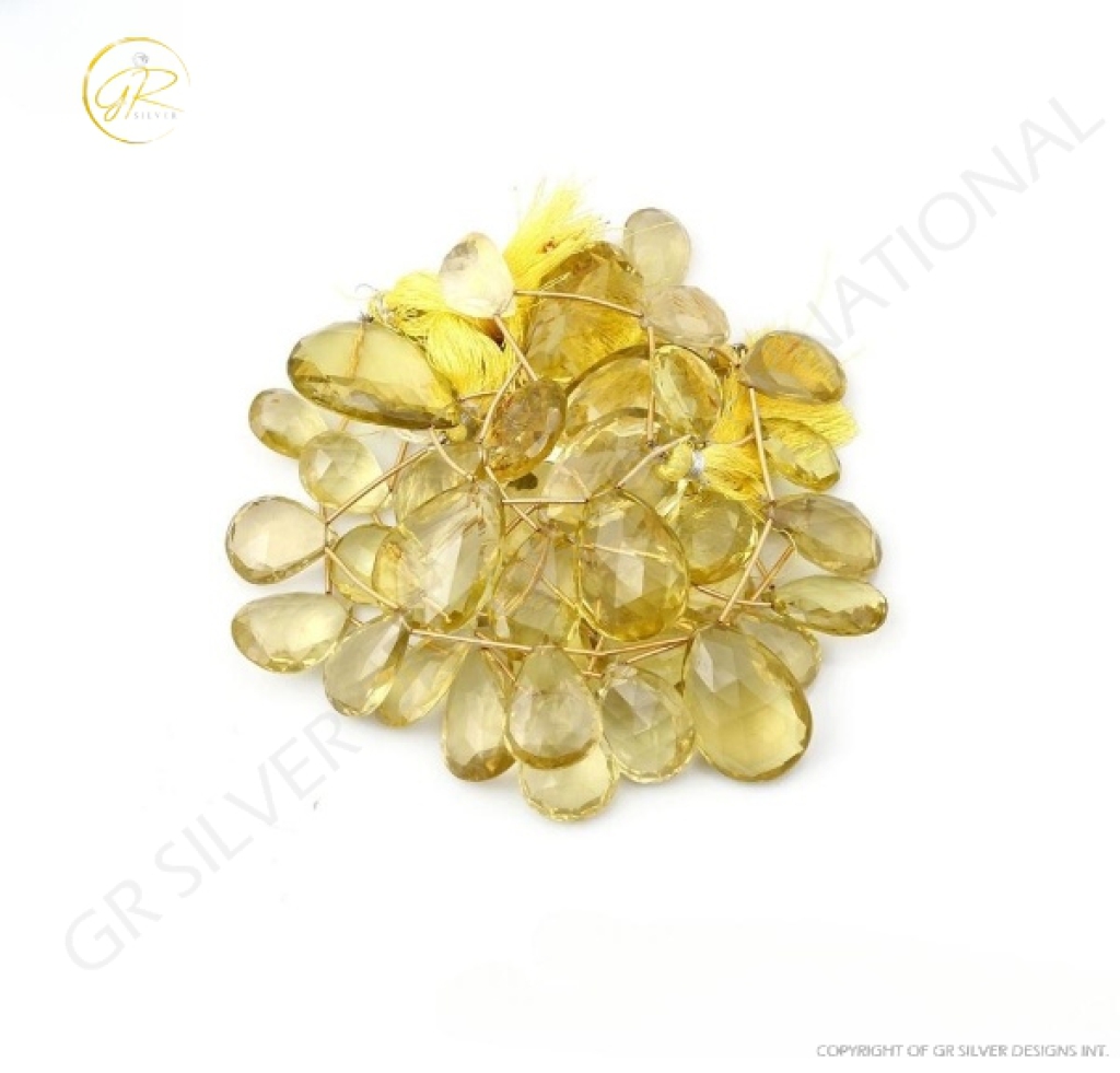 Lemon Quartz Pear Shape Gemstone Beads 21-40mm Approx 5 Strand