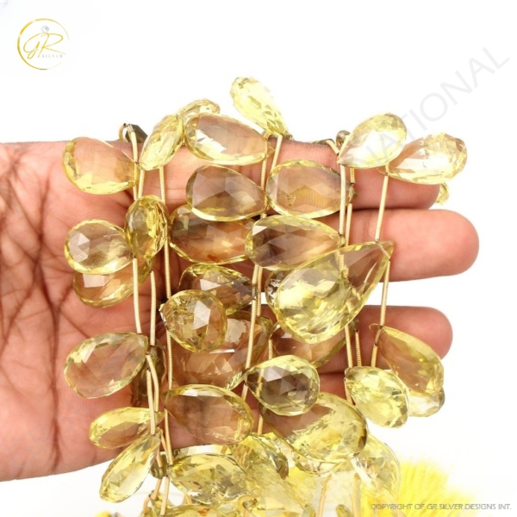 Lemon Quartz Pear Shape Gemstone Beads 16-30mm Approx 8 Strands